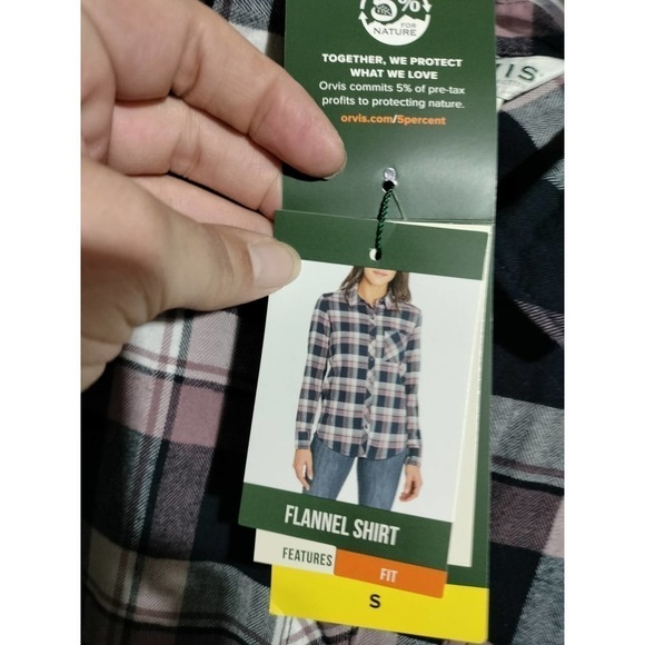 Orvis NWT black and Pink plaid flannel woman size small - Picture 7 of 10